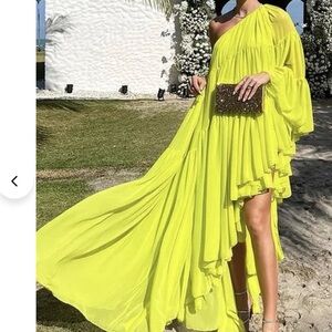 Uoozee Yellow One Shoulder Dress